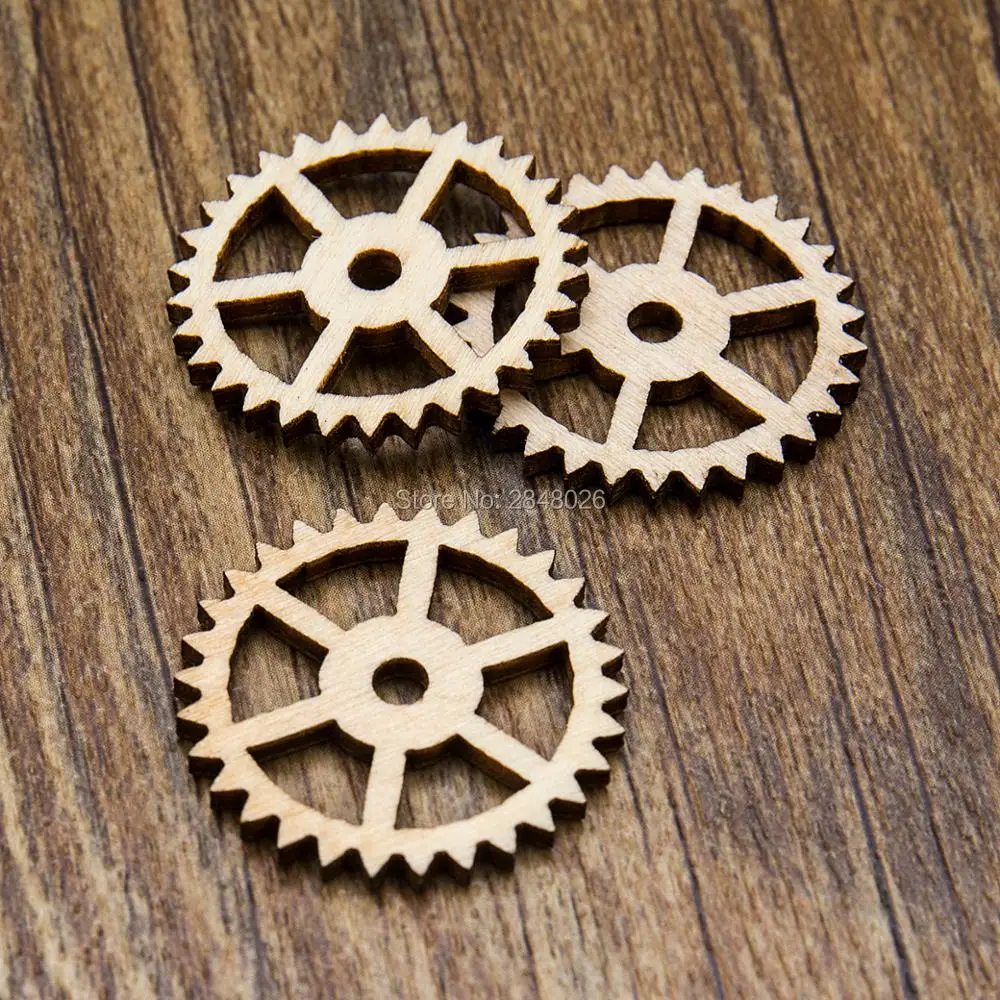 50CT  Laser Cut Wooden cogs Tag Ornaments, unfinished steampunk wood decoration.worker party decor