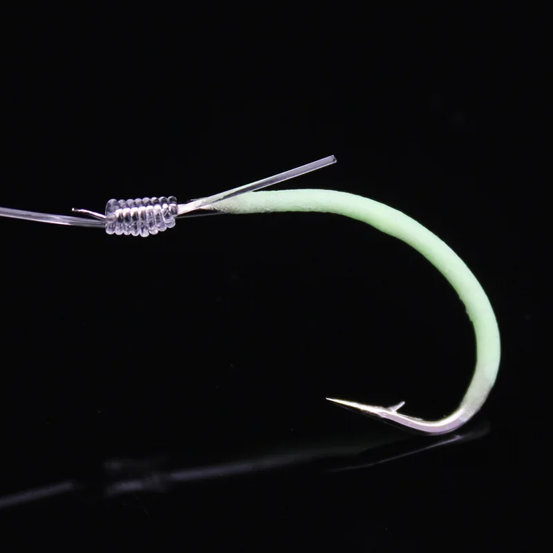 Night Fishing Hook Glow in Dark String Hooks 12-30# Luminous Crank Nake Single Fishhook Fresh&Saltwater