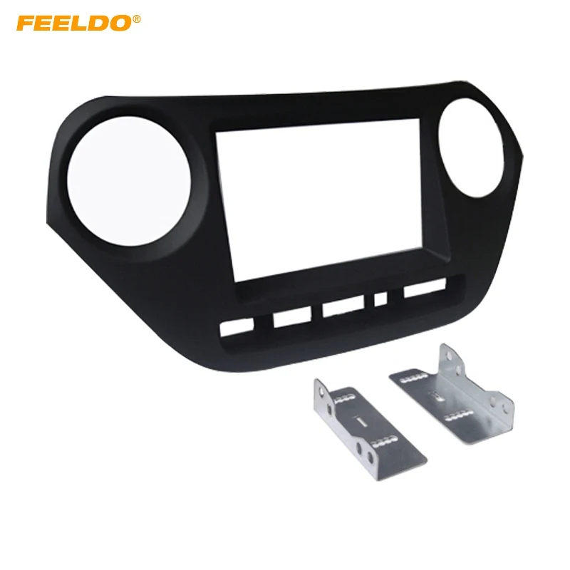 

FEELDO Car 2Din Audio Radio Fascia Frame for HYUNDAI I-10 Left Wheel Panel Mounting Installation Dash Trim Kit #AM2149