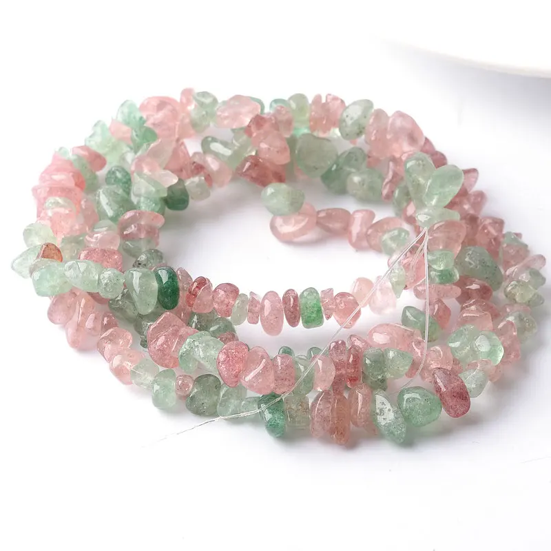 3-5x6-8mm Green Pink Cherry Quartzs Beads Natural Freeform Chips Stone Beads For Jewelry Making Beads 32\'\' DIY Beads Trinket