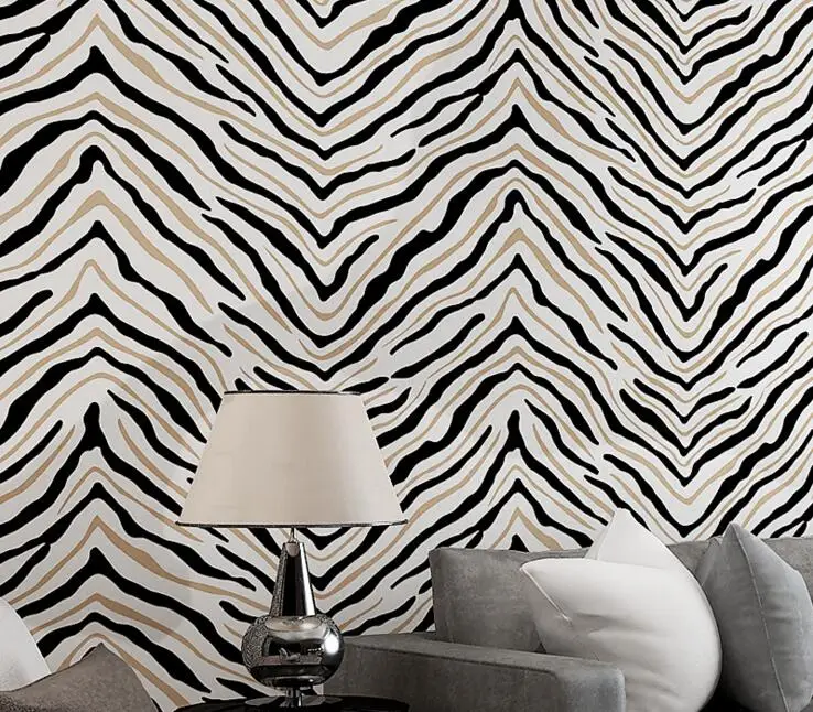 Non-woven abstract zebra stripe wallpaper