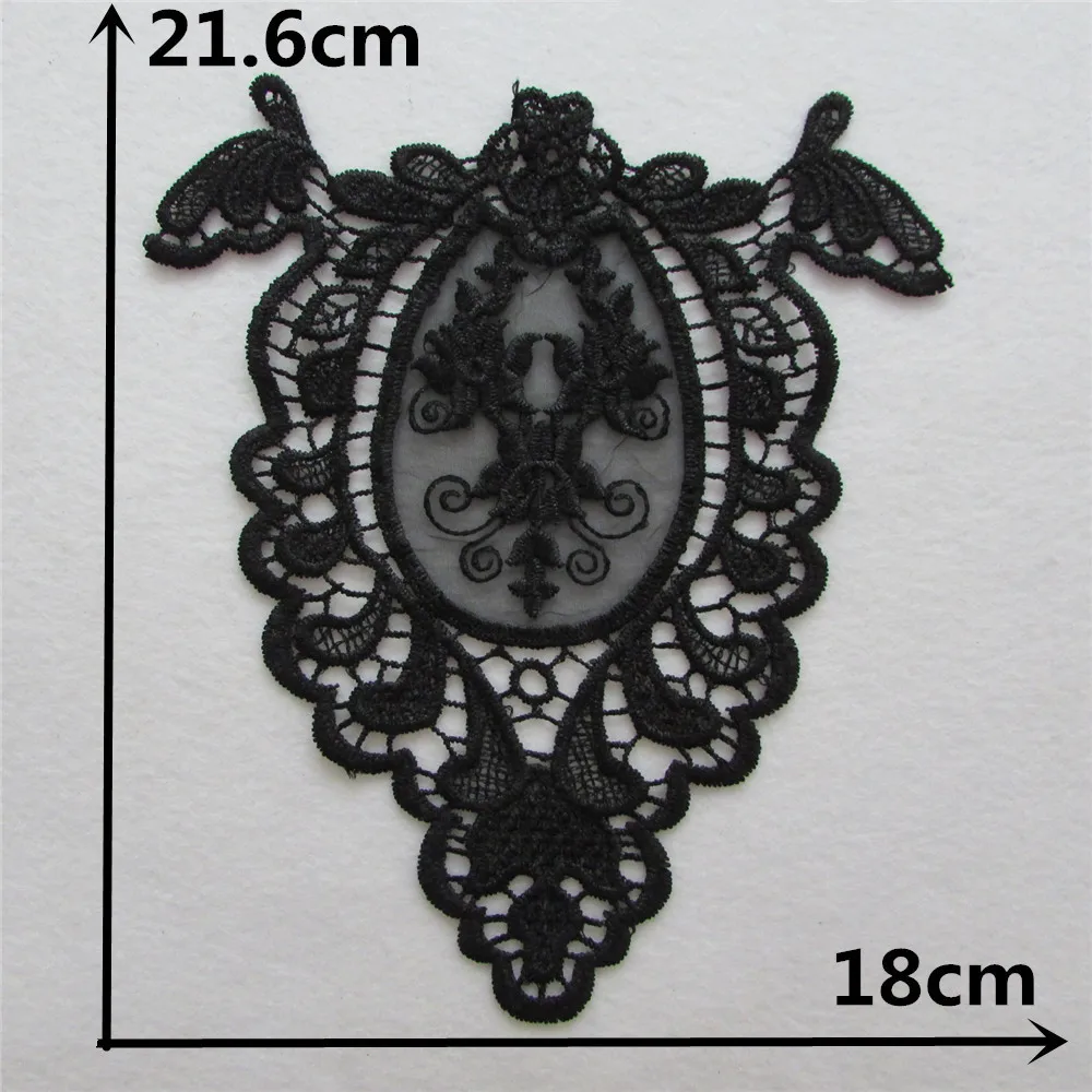 2017 Vendita Calda Del Mestiere Del Collare Floreale Nero Neckline Del Merletto di Applique Trim Decorate Fai da Te Vestito Cucito Decor 1 Pcs