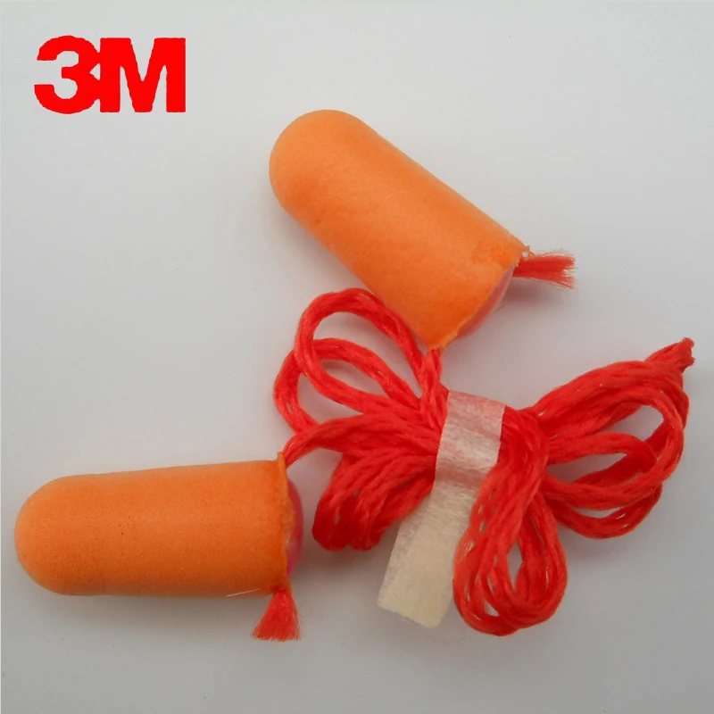 100pair Authentic 3M1110 Foam Soft Silicone corded Ear Plugs Noise Reduction Earplugs Swimming Protective earmuffs freeshipping