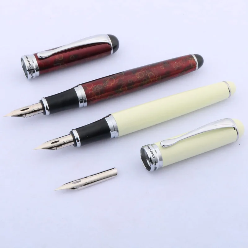 Penna stilografica JINHAO 750 di alta qualità Piastra in rame calligrafia G NIB Corpo rotondo fiorisce Cancelleria Materiale scolastico per ufficio penna a inchiostro