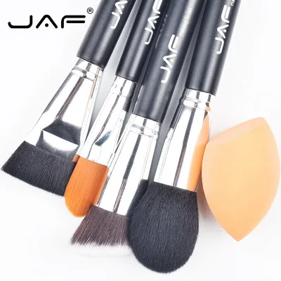 10Sets/lot JAF Professional 12 PCS Makeup Brushes & Tool Set Unique Fuctions Cosmetic Complexion Sponge Polyester Zipper Case