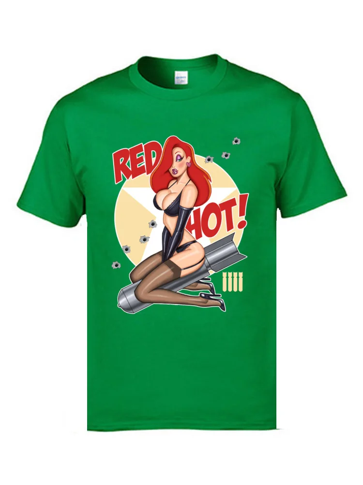 Pin Up Sexy Boom T Shirts Red Hot Bomb Weapon Print Adult Tops T Shirt Oversized Sex Warrior Funny Design T-Shirts Top Quality