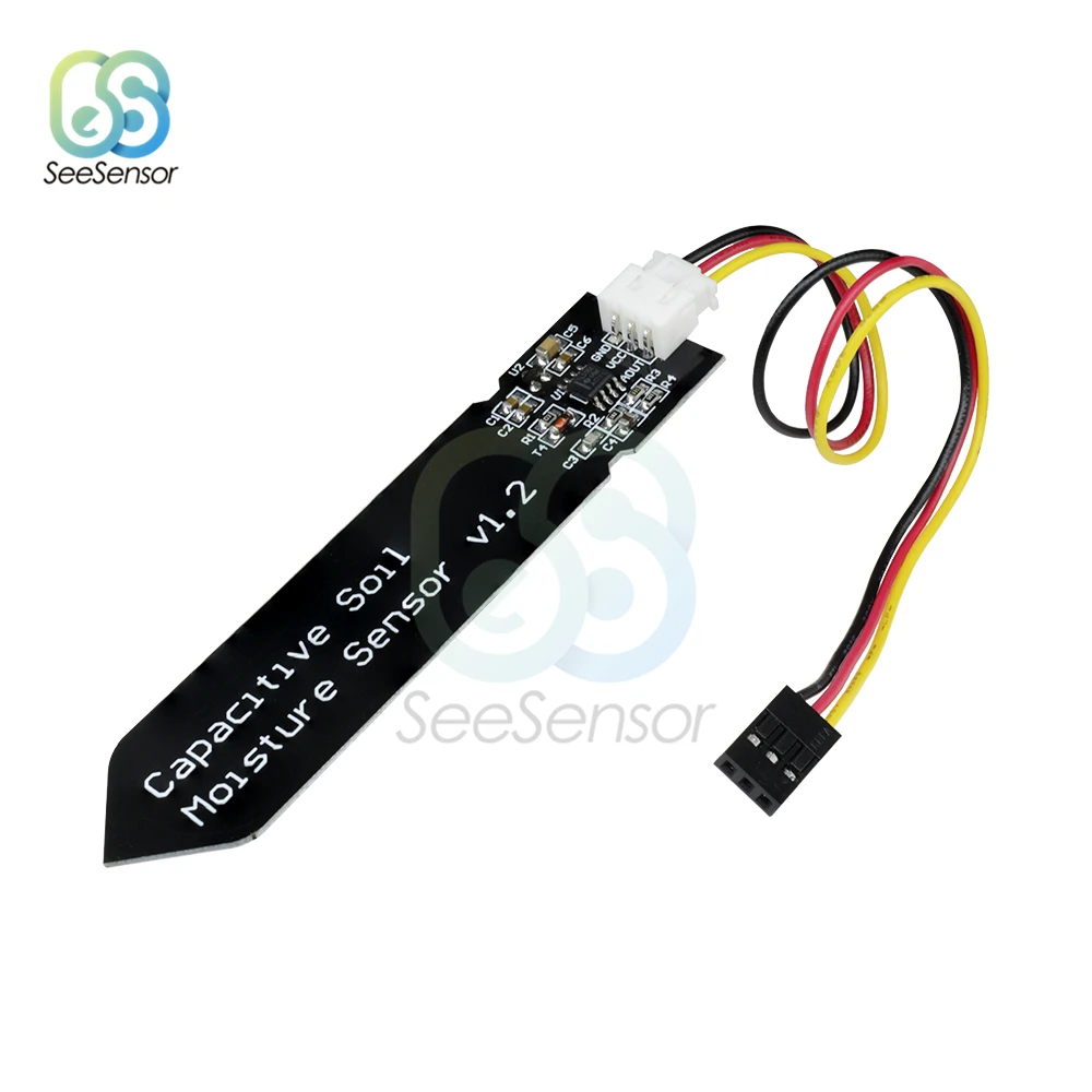 O módulo capacitivo do sensor da umidade do solo não é fácil corroer a relação resistente à corrosão da gravidade 3pin larga do fio 3.3 5.5v da tensão
