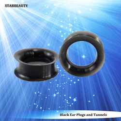 2Pcs Soft Black Ear Piercing Ear Stretcher 14mm Plugs and Tunnels Men Silicone Tunnels 8mm 10mm Ear Expander 00G Gauges Earrings