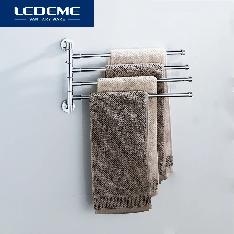 LEDEME Metal Towel Bar Rotating Towel Rack Bathroom Kitchen Wall-mounted Towel Polished Rack Holder L112 L113 L114
