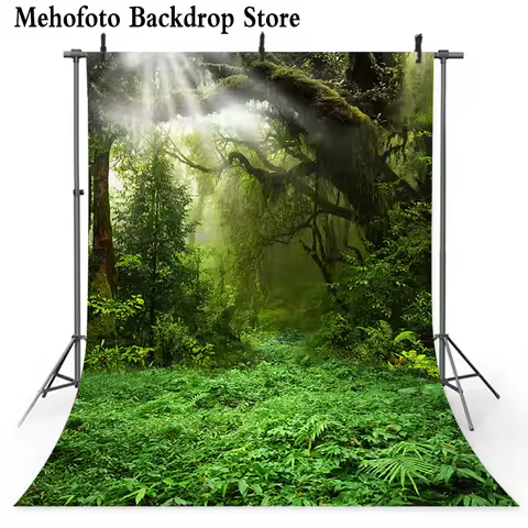 Jungle Safari Party Photography Backdrop Forest Tree Green Photo Background Theme Decoration Vinyl Seamless Cloth Studio