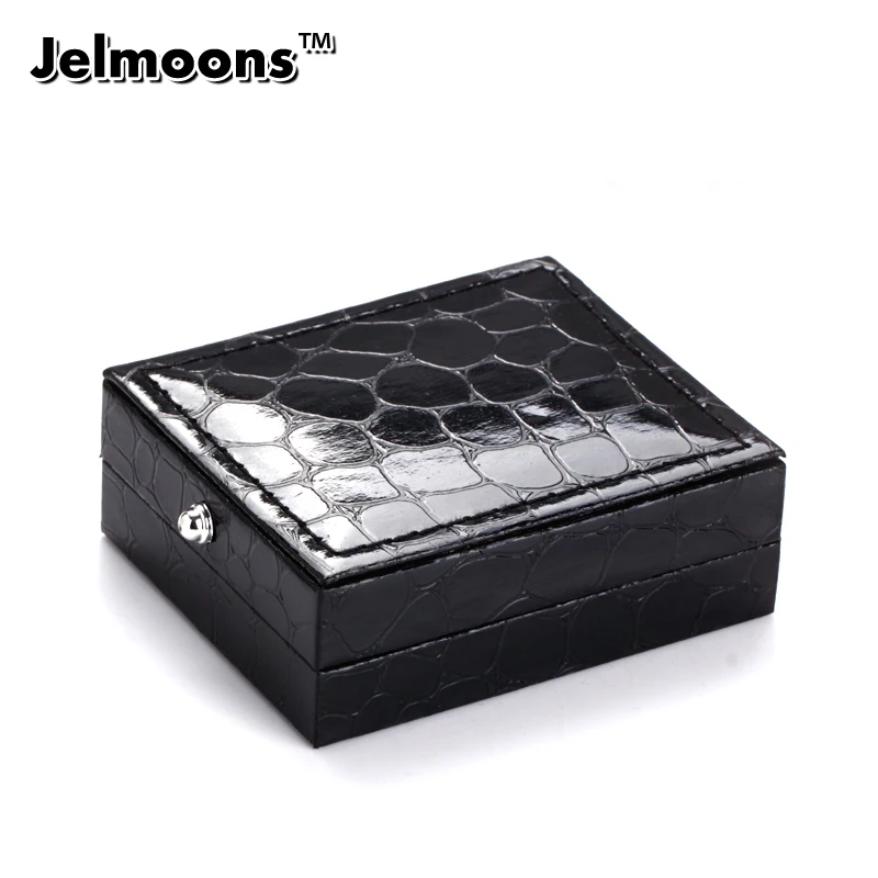 New Arrival Black Leather Cufflinks Box Gift Storage Case Cuff Box Jewelry Carrying Case