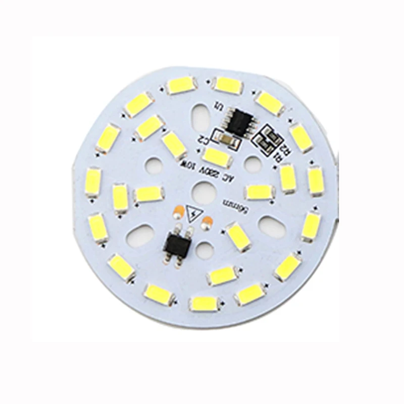 5PCS AC 220V LED PCB SMD 5730 10W 56MM High Brightness Light Source Round Panel Smart IC Driver White / Warm White For LED Bulb