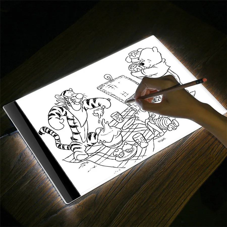 BEIAIDI A4 LED جهاز كمبيوتر لوحي للرسومات الكتابة اللوحة ضوء عكس الضوء رسم لوحة نسخ تتبع منصات لوحة لوح رسم الفن استنسل