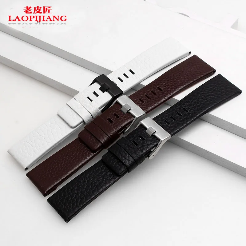 Genuine Leather Watchband for Diesel DZ1405 4323 4344 4427 7257 4283 Watches Pin Buckle Embossed bracelet 24 26 28mm Watch Strap