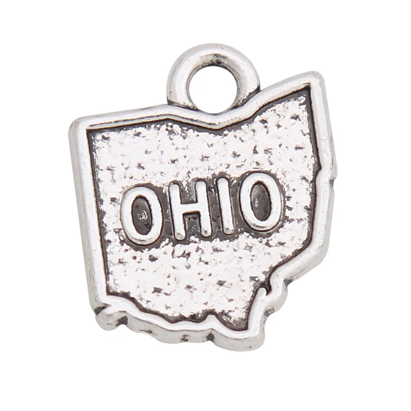 

RAINXTAR Fashion Vintage OHIO American State Map Alloy Charms Wholesale 14*17mm 50pcs AAC1073