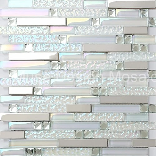 Interlocking Metal Strip 13 Beveled Diamond Rainbow Crystal Glass Mosaic tile,kitchen backsplash bathroom stair porch wall deco