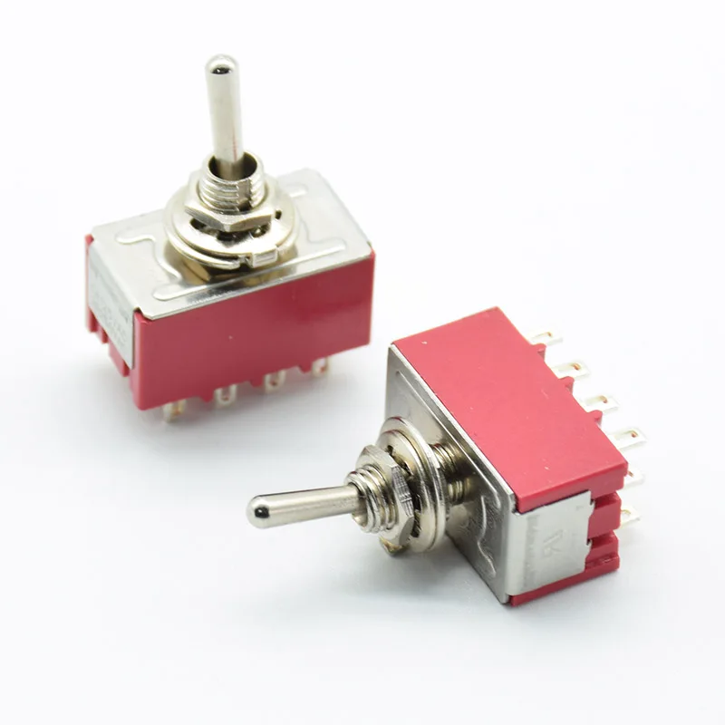 1 PC NEW Red 12 Pins ON-OFF-ON/ON ON 3/2 Position Mini Toggle Switch AC 6A/125V 2A/250V With Solder Terminal waterproof