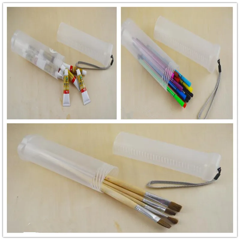 Waterproof Elescopic Pen Holder Plastic Brush Pencil Tube Case Storage Flexible Transparent Portable Student Supplies QLY9176