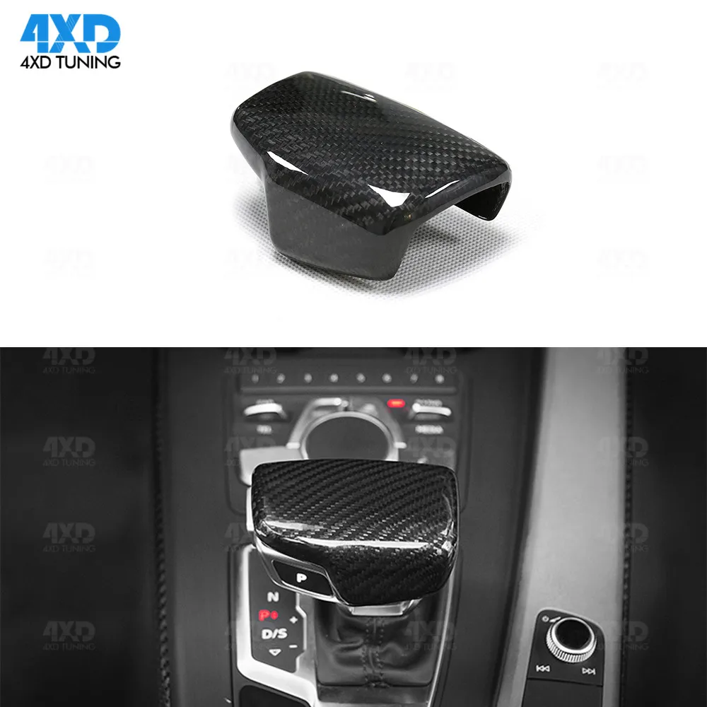 A4 B9 Carbon Fiber Gear Shift Knob For Audi Q7 2016 2017 2018 2019 A5 2017 S4 S5 2018 Shift Handle Cover car sticker