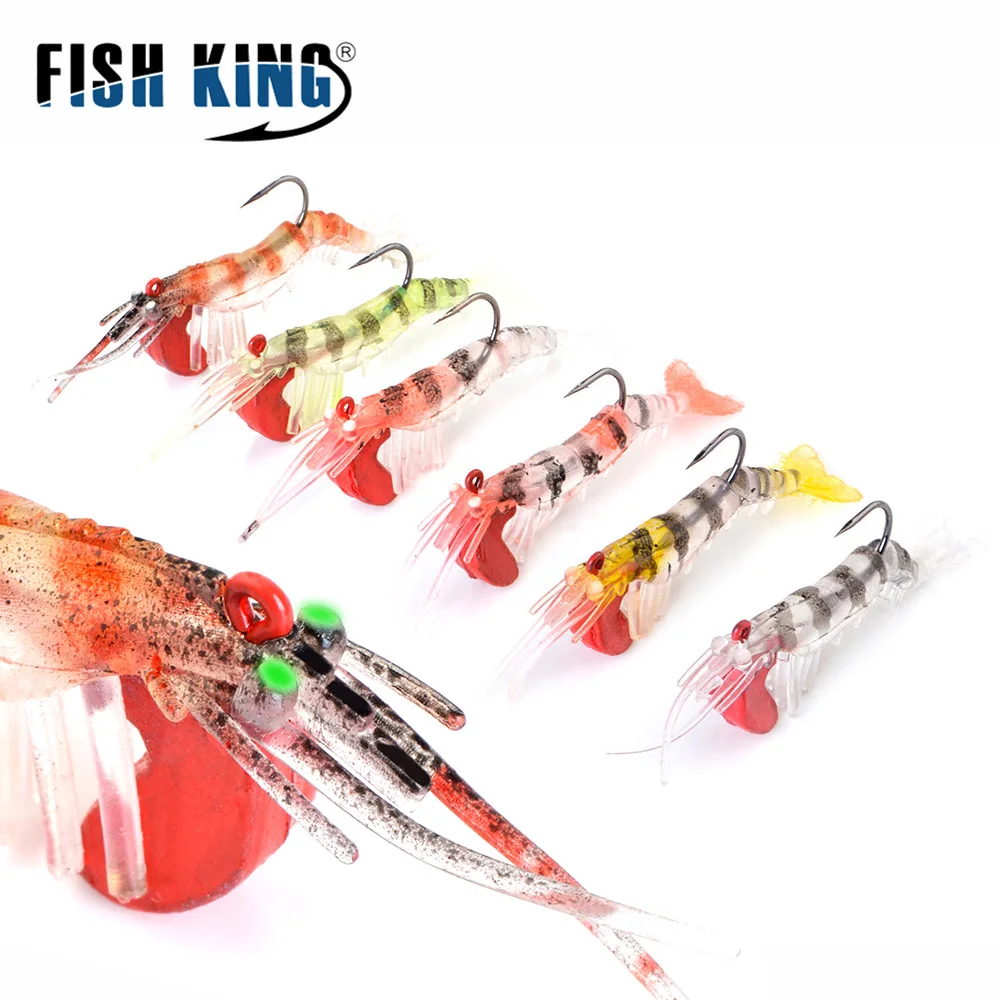 

FISH KING 3PCS Soft Shrimp Fishing Lures Artificial Shrimp Baits 7cm/7g 10cm/14.5g Soft Lure Bionic Bait With Hook