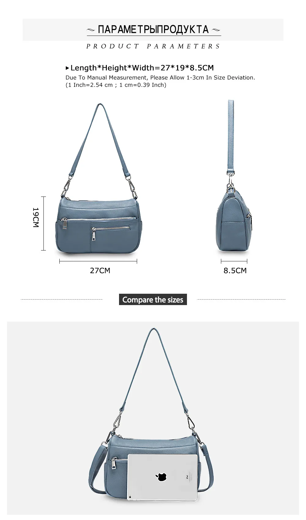 Zency Noble Damen Kleine Umhängetasche 100 % Echtleder Weiß Blau Mode Umhängetasche Geldbörse Beige Hobos Handtasche – Detail 6
