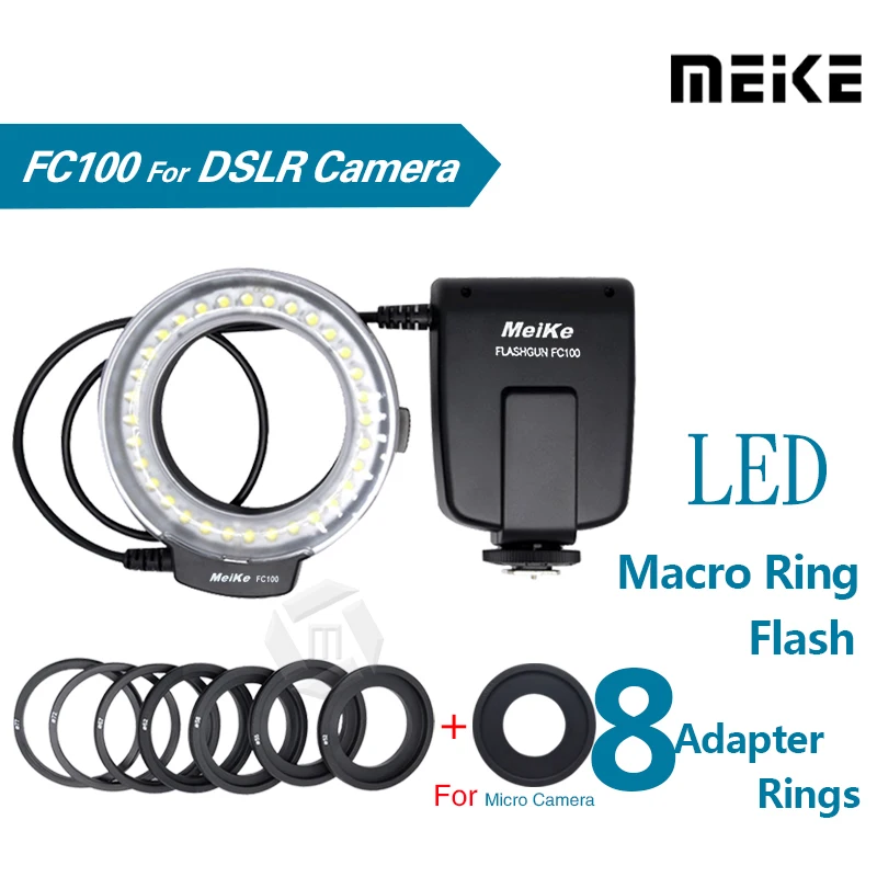 Meike FC100 LED Macro Ring Flash Light for Canon 450D 500D 550D 600D 650D 700D 1100D 6D 7D 5D Mark II & Nikon Digital SLR Camera