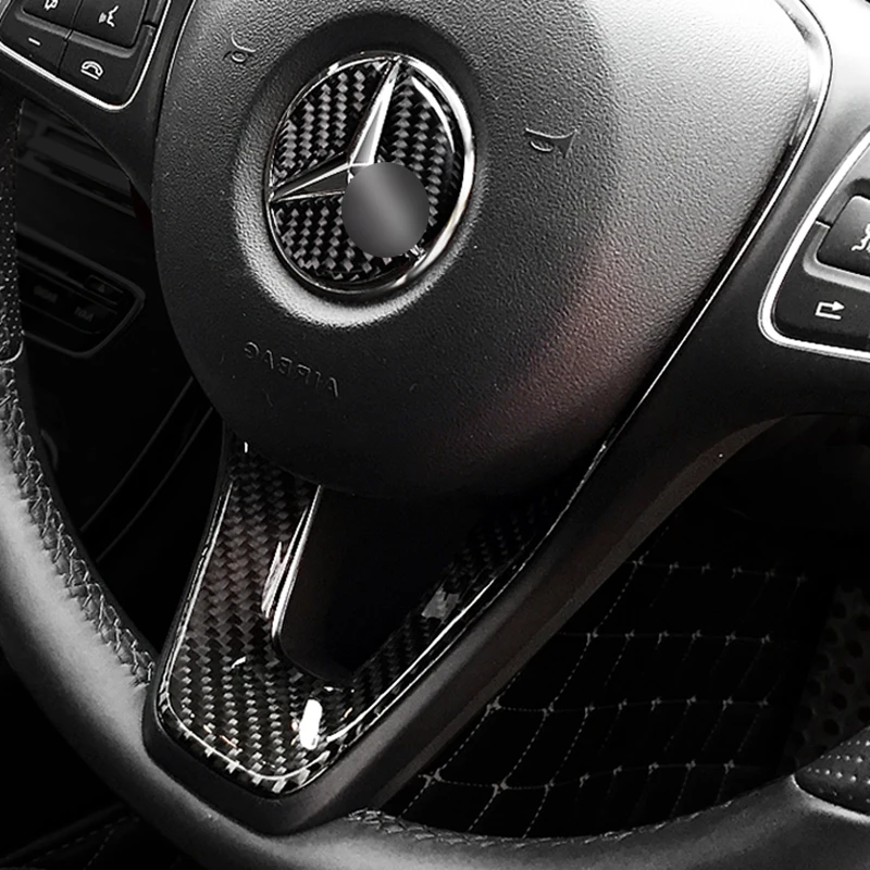 SRXTZM For Mercedes C Class W204 W205 W211 W203 Carbon Fiber car modification interior sticker Steering Wheel Emblem 3D Sticker