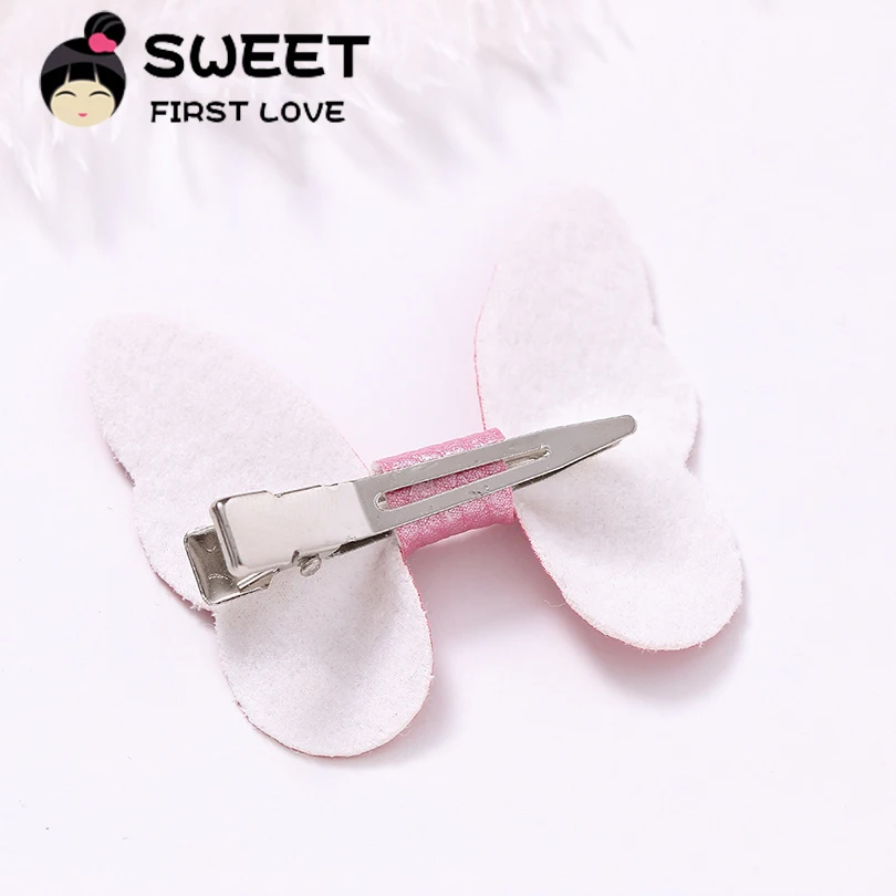 Cute Hair Accessories For Women Girls Baby Leather Butterfly Clips Hairpins Headband Solid Princess PU Hair Bow Nylon Hair Clips