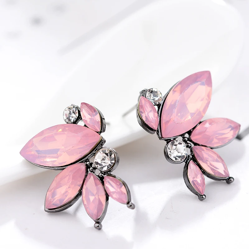 LUBOV Symmetrical Acrylic Opal Stone Stud Earrings for Woman Unique Personality Fashion Jewelry Christmas Gift for Girls