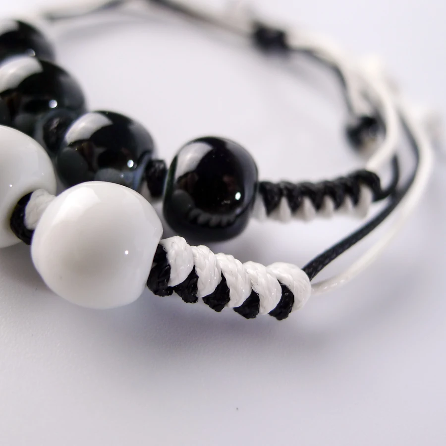 Black and white beads Couple  bracelets Hand-made Bohemian Charm Bracelets For Women #EY501