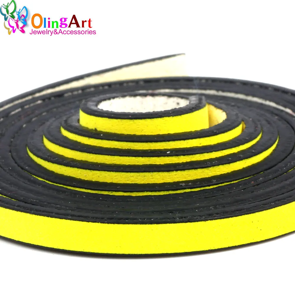

OlingArt 5*2mm 2M PU flat Leather Cord Accessory women earrings Bracelet choker necklace DIY jewelry making