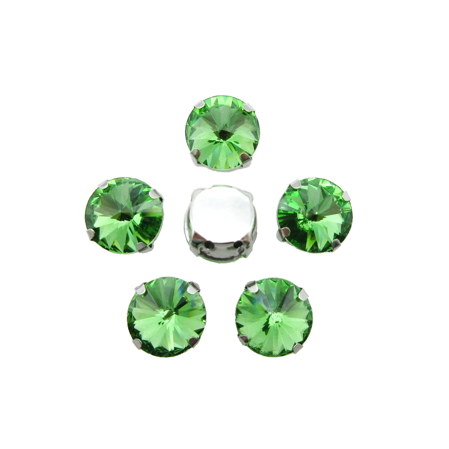 Silver claw settings 7 sizes glitter Rivoli round shape glass Crystal strass flatback sew on rhinestones shoes garment trim diy