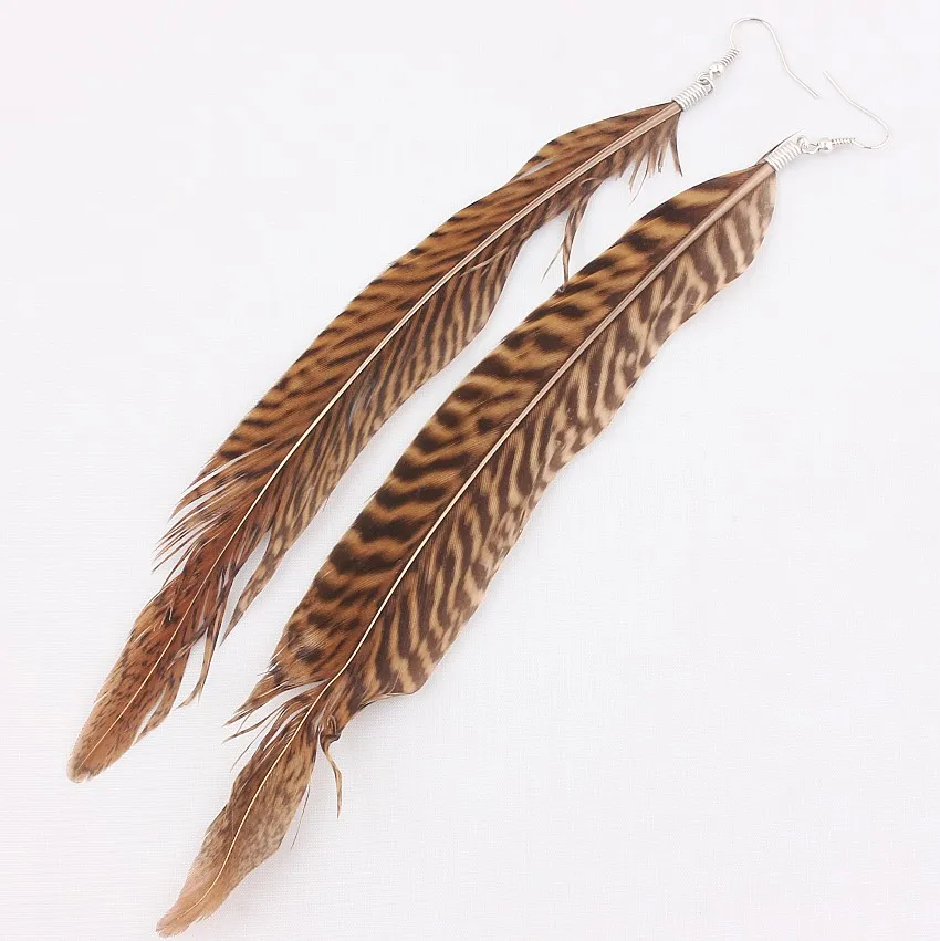 QB Dream Beauty Hollow out Vintage Pheasant Feather Dangle Earrings For Women Bohemia Earring Lady\'s Ethnic Indian Jewelry