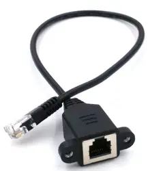 RJ12 6p6c telephone extension cable 1:1 6P6C male to female cable with shield brand 27cm length black color