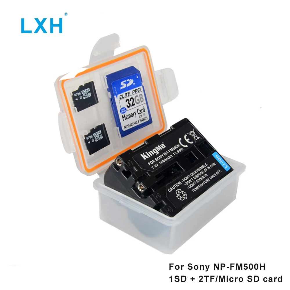 LXH Camera Battery Case Waterproof SD TF MSD Card Storage Box For Sony NP-FM500H Battery For Sony A200 A300 A350 A450 A500 A550