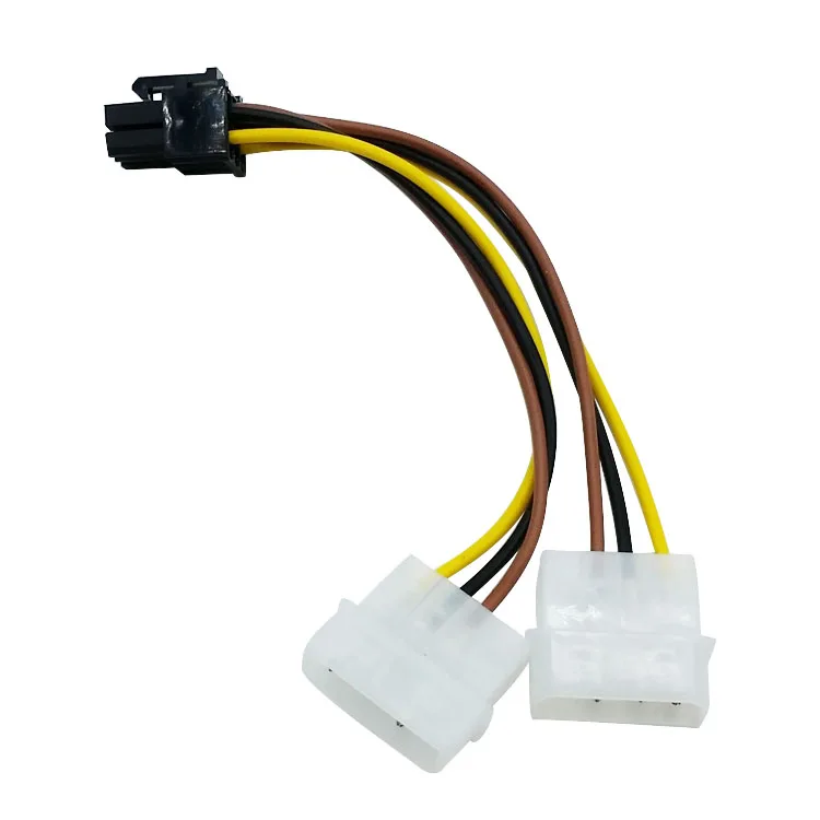 2*4Pin Molex IDE to 6Pin PCI-E Graphic Card Power Supply Cable Adapter PC Video Card Connector Cable Converter Cord