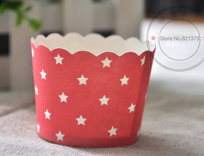 Free Shipping red pentagram star horse cupcake decorations, beautiful cake cup cupcakes liners case trays cups for kids party