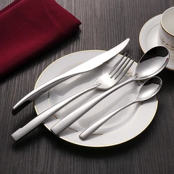 24/4pcs Dinnerware Set Stainless Steel Cutlery Set Knives Forks S poons Royal Silver Dinner Service kitchen knives & accessories