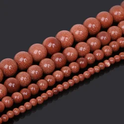 Gold Sand Natural Stone Beads Round Spacer Loose Beads 15