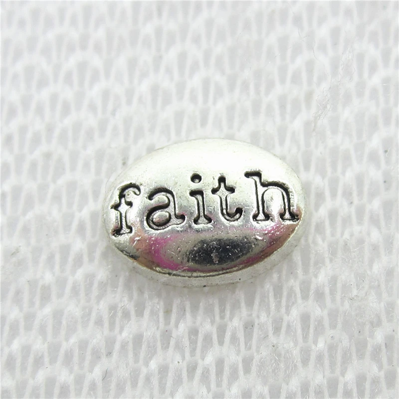 

Hot selling 50pcs/lot Faith Floating Charms Living Glass Memory Floating Lockets DIY Jewelry Charms