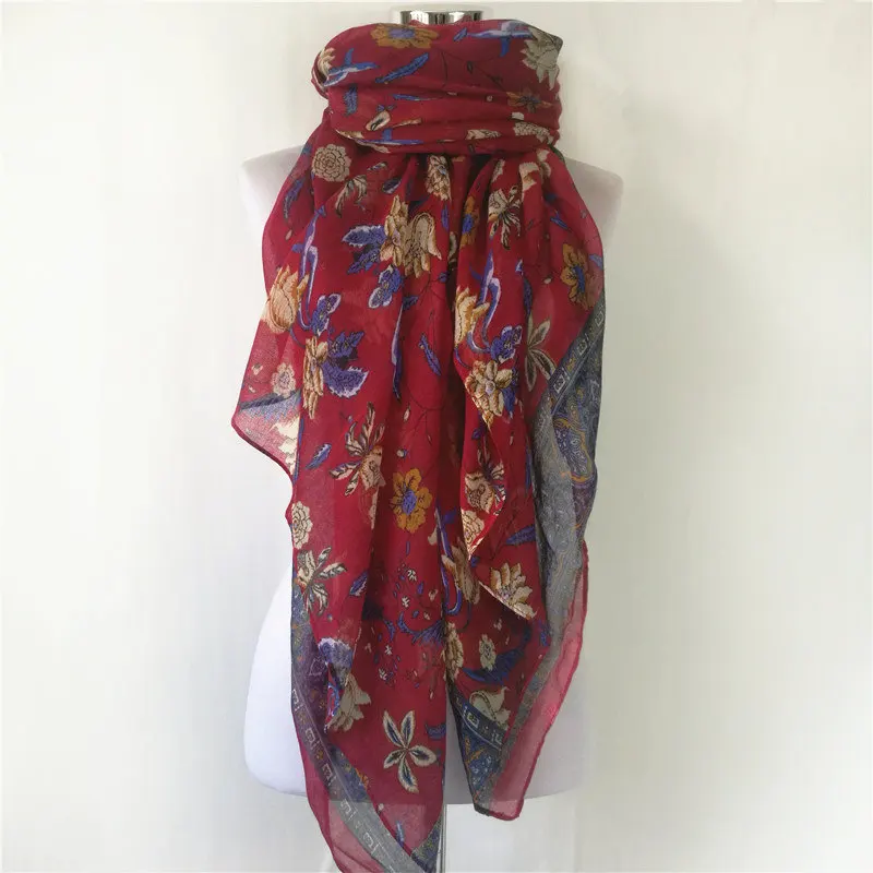 10 pcs/lot New Fashion floral print Scarf Leaves Scarf  hot sale women Scarves bandana flower lady\'s long scarf