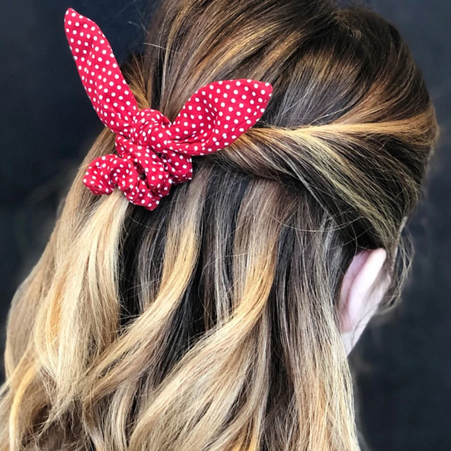 Gomas para el pelo con orejas de conejo para niña y mujer, cintas elásticas para el pelo, coleteros, accesorios para el cabello