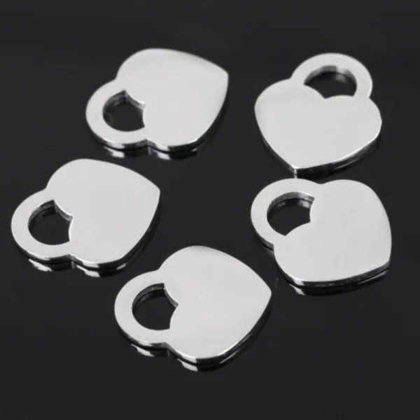 In bulk 100pcs sweet heart charms stainless steel little pendant Jewelry finding for DIY  High polished accessories