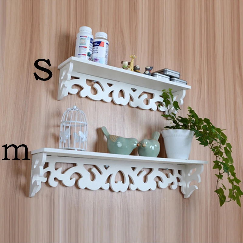 1Pc S/M Size White Wall Hanging Shelf Goods Convenient Rack Storage Holder Home Bedroom Decoration Ledge Home Decor