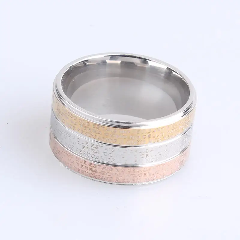 12mm Three color Bible Stainless Steel Wedding rings for women men wholesale Jewelry Lot