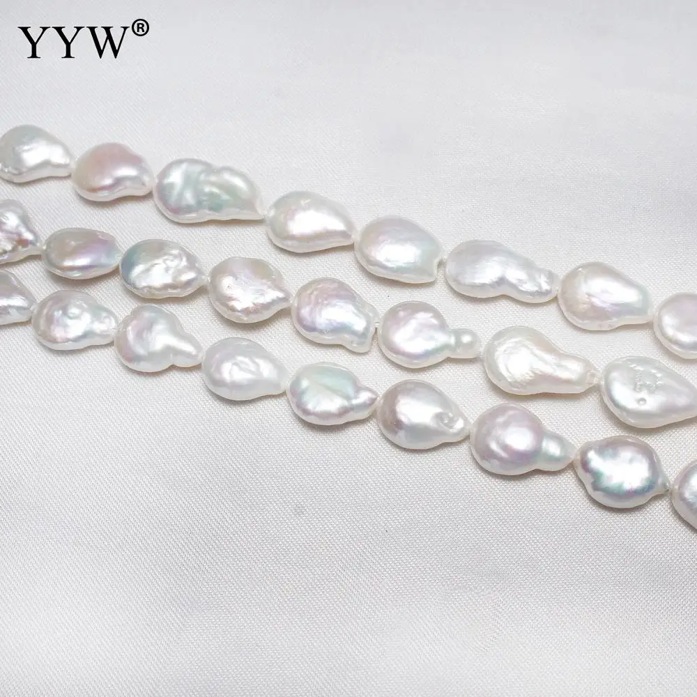 12-13mm Cultured Baroque Freshwater Pearl Beads Nuggets Natural White Pearl Beads For Bracelets Necklace Diy Jewelry Making 15''