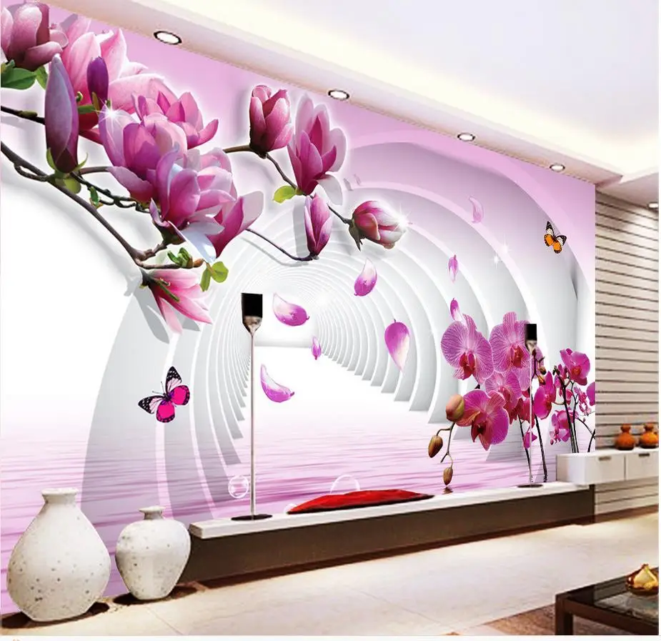 

3d flower wallpaper Custom photo wallpaper 3D stereoscopic Magnolia 3D TV backdrop Home Decoration