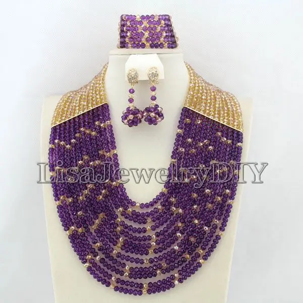 

Luxury Fashion Statement Good Quality Jewelry Sets Elegant Crystal African Beads Jewelry Sets HD2313