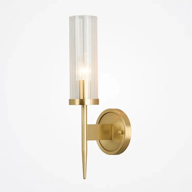 

LED American simple retro copper indoor lighting home kitchen living room study bedroom bedside stairs corridor wall lamp