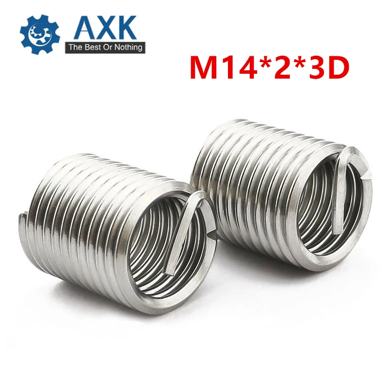 

20Pcs M14*2*3D Screw Thread Insert A2 Stainless Steel 304 Fasteners Repair Tools Kit Coiled Wire Helical Screw Sleeve Set